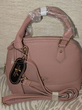 Valentina Mauve Pebbled Mini Satchel With Crossbody Strap NWT